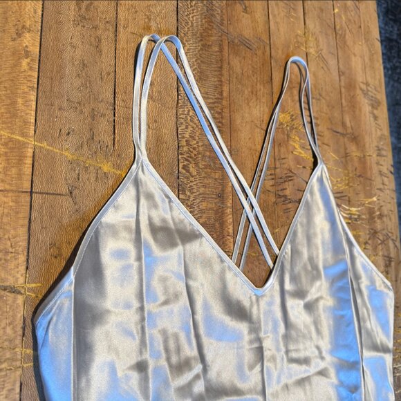 100% Baby Blue Chic Silk Midi Dress - Picture 3 of 7